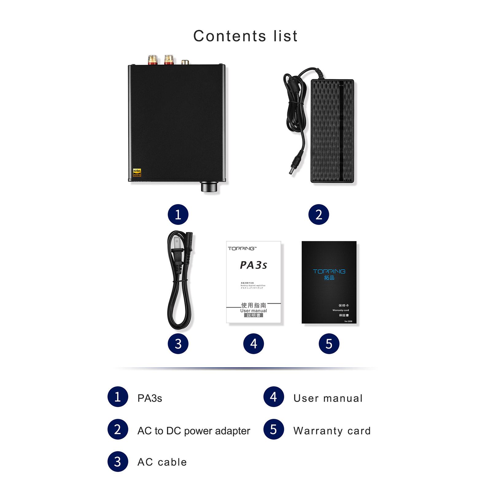 TOPPING PA3s ブラック Topping PA3S パワーアンプ フルバランス クラスD アンプ 1年